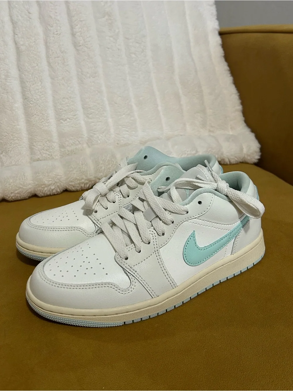 Nike Low-Top Sneakers in White with Mint Swoosh